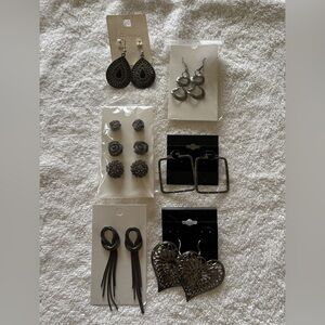 WOW 8 pairs  for $6 Gunmetal Earring Bundle
